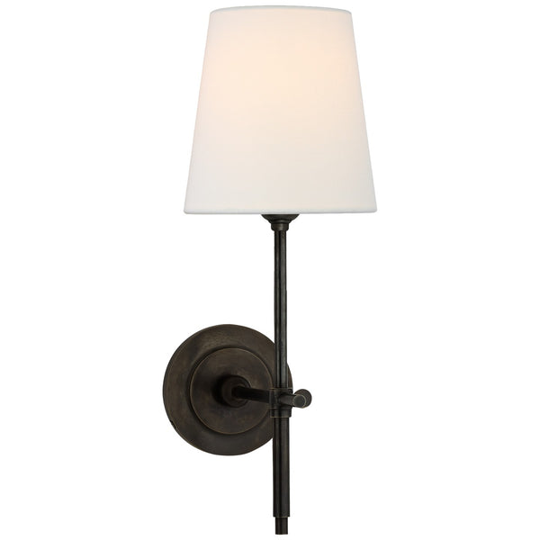 Bryant 5.5" One Light Wall Sconce with Linen Shade, Bronze