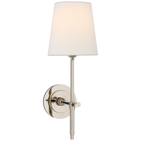 Bryant 5.5" One Light Wall Sconce with Linen Shade, Polished Nickel