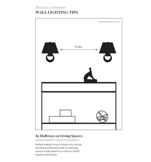 Redford 4" Two Lights Sconce, Natural Brass