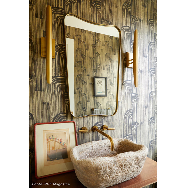 Redford 4" Two Lights Sconce, Natural Brass