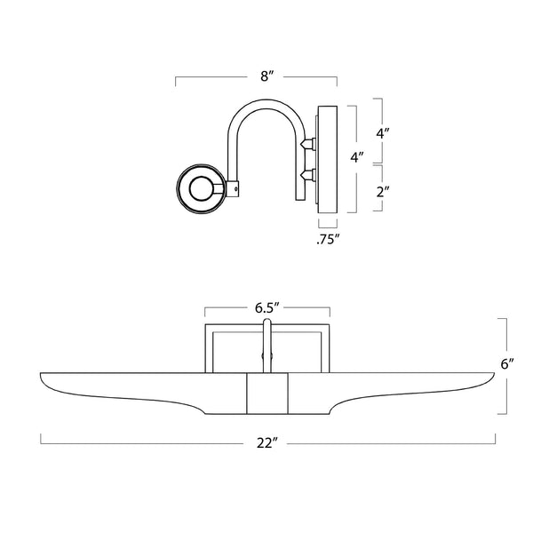 Redford 22" Two Lights Small Picture Light, Natural Brass