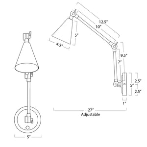 Sal 5" One Light Sconce, Oil Rubbed Bronze