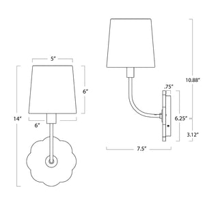 Camilla 6" One Light Bent Arm Sconce, Natural Stone