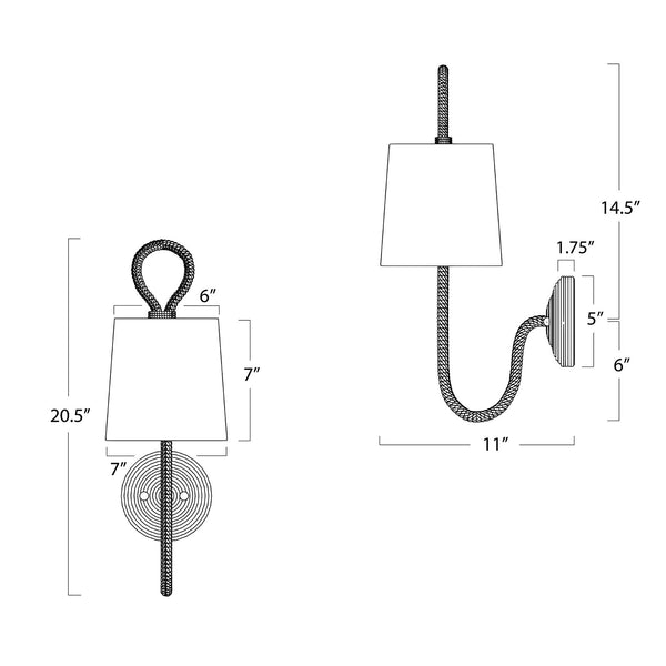Bimini 7" One Light Single Sconce, Natural