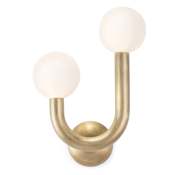 Happy 11" Two Lights Sconce Left Side, Natural Brass