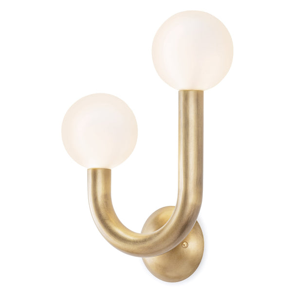 Happy 11" Two Lights Sconce Left Side, Natural Brass