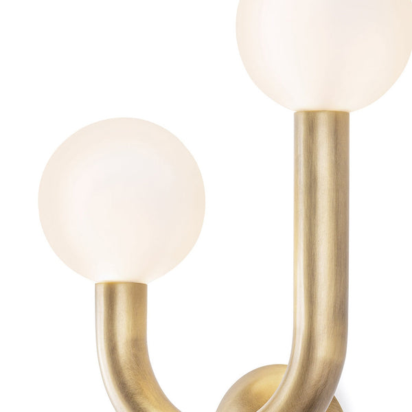 Happy 11" Two Lights Sconce Left Side, Natural Brass