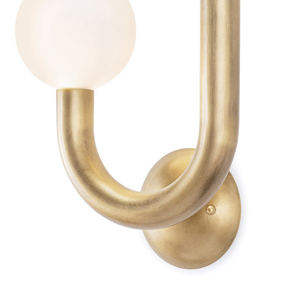 Happy 11" Two Lights Sconce Left Side, Natural Brass