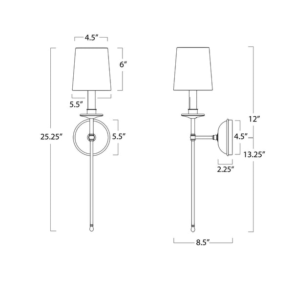 Fisher 5" One Light Single Sconce, Gold Leaf