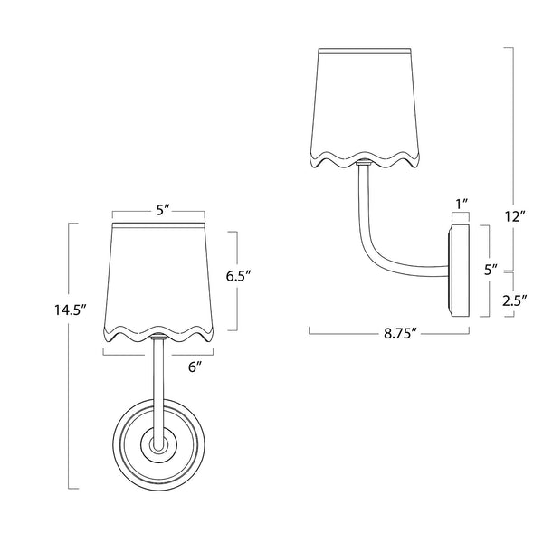 Ariel 6" One Light Sconce, Polished Nickel