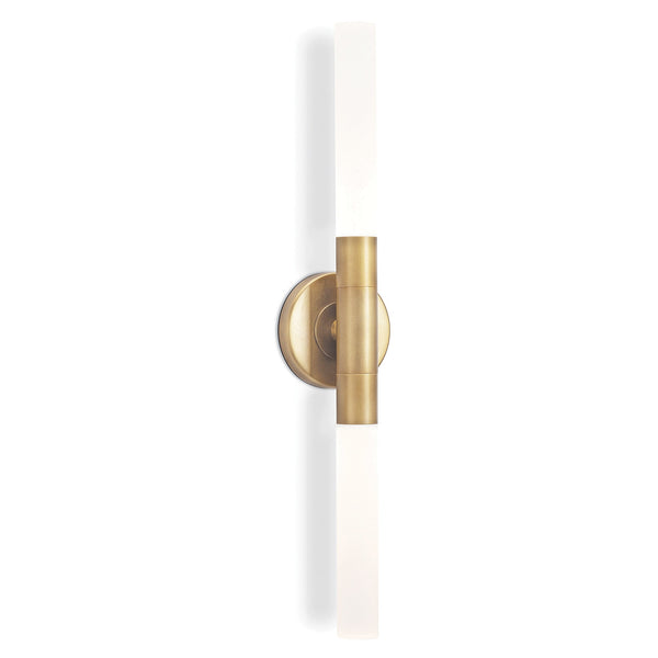 Wick Hilo 4" Two Lights Sconce, Natural Brass