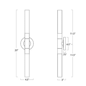 Wick Hilo 4" Two Lights Sconce, Natural Brass