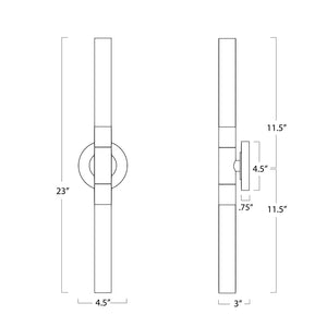 Wick Hilo 4" Two Lights Sconce, Polished Nickel