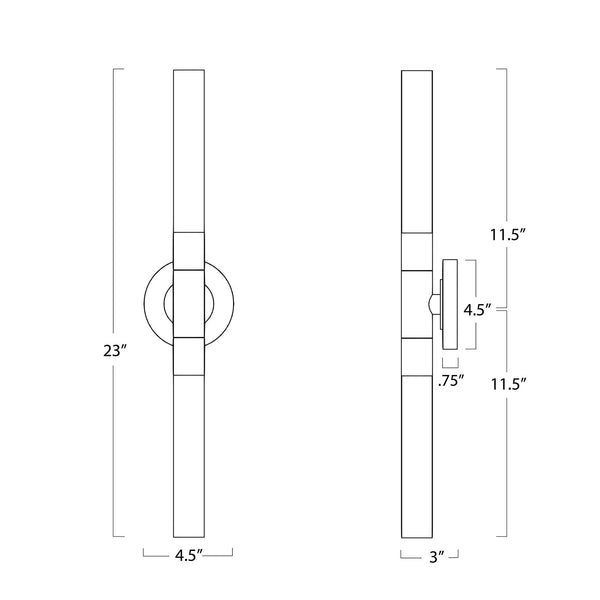 Wick Hilo 4" Two Lights Sconce, Polished Nickel
