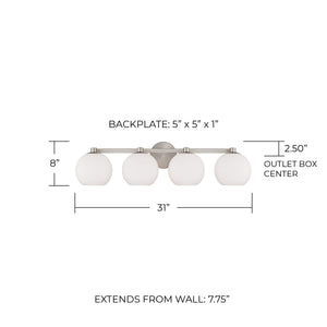 Cahya 31" Four Light Vanity, Brushed Nickel