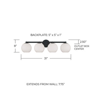 Cahya 31" Four Light Vanity, Matte Black