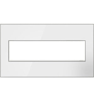 adorne® AWM4GMWW4 Mirror White-on-White Four-Gang Screwless Wall Plate