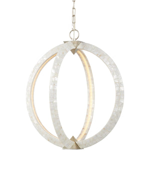 Arietta White Orb Chandelier, Pearl / Silver