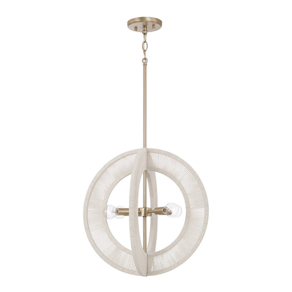 Bryn 18" Four Light Pendant, Matte Brass