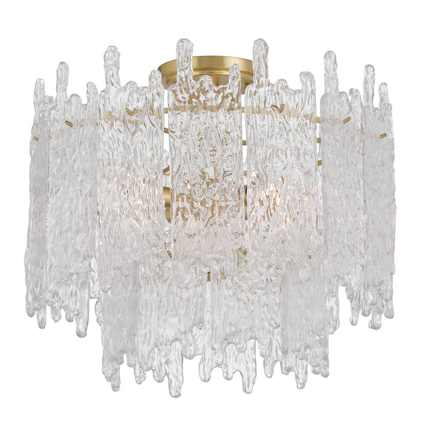 Liv 16" Three Light Semi Flush Mount, Aged Brass
