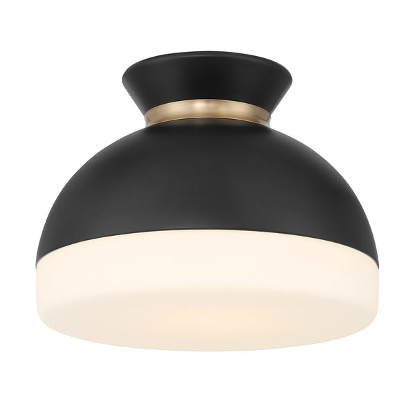 Joanie 10.25" One Light Flush Mount, Matte Black + Vibrant Gold