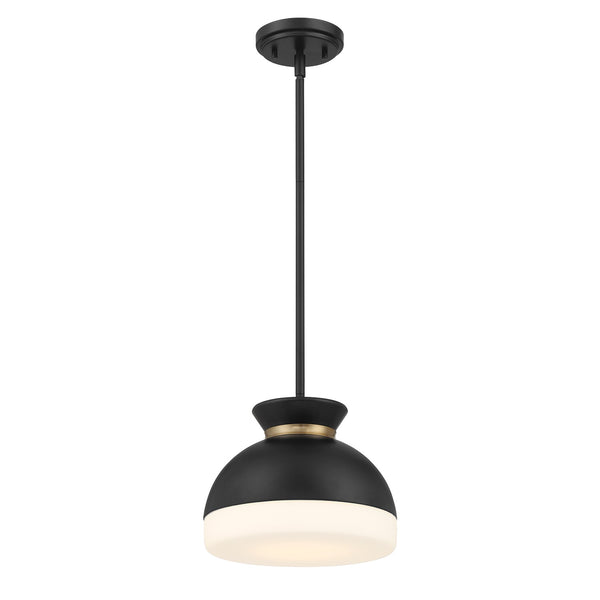 Joanie 10.25" One Light Mini Pendant, Matte Black + Vibrant Gold