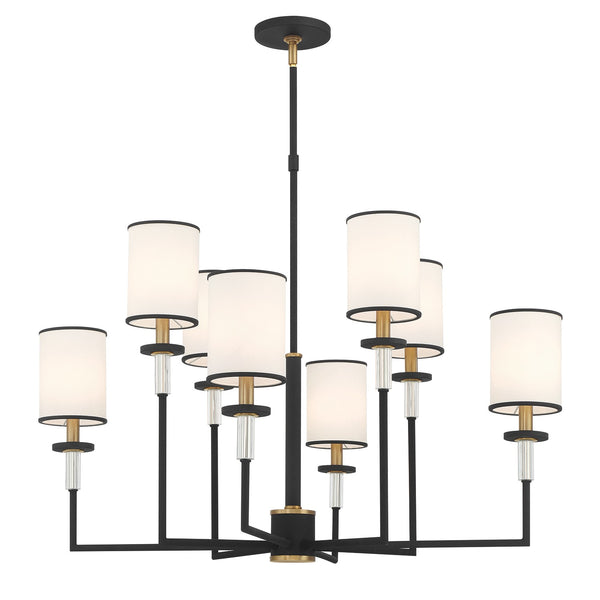 Hattie 33.25" Eight Light Chandelier, Black Forged + Vibrant Gold