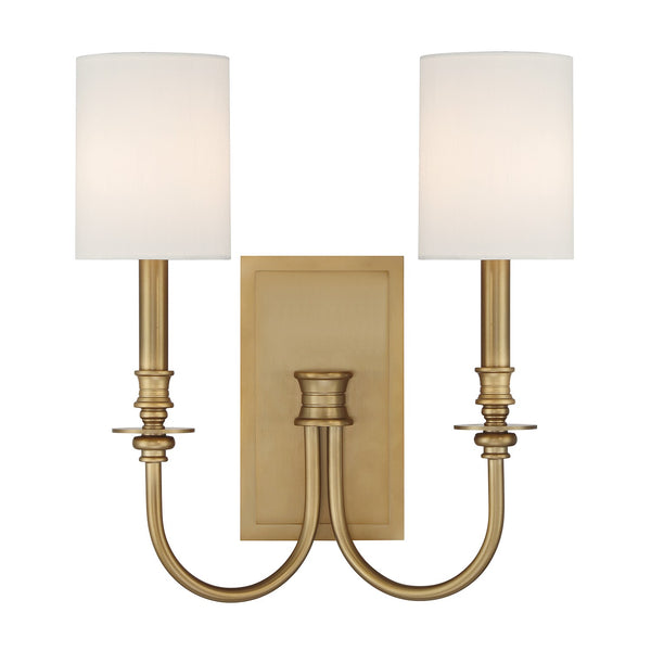 Aveline 14.5" Two Light Wall Sconce, Aged Brass