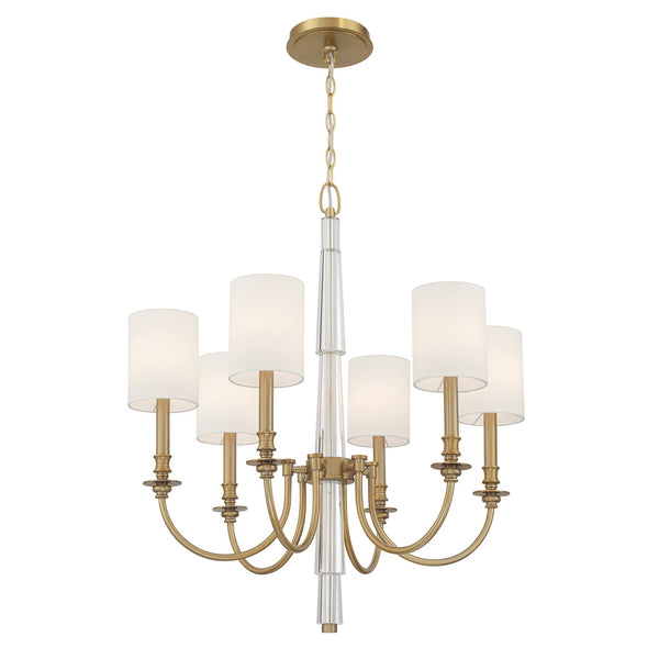 Aveline 26" Six Light Chandelier, Aged Brass