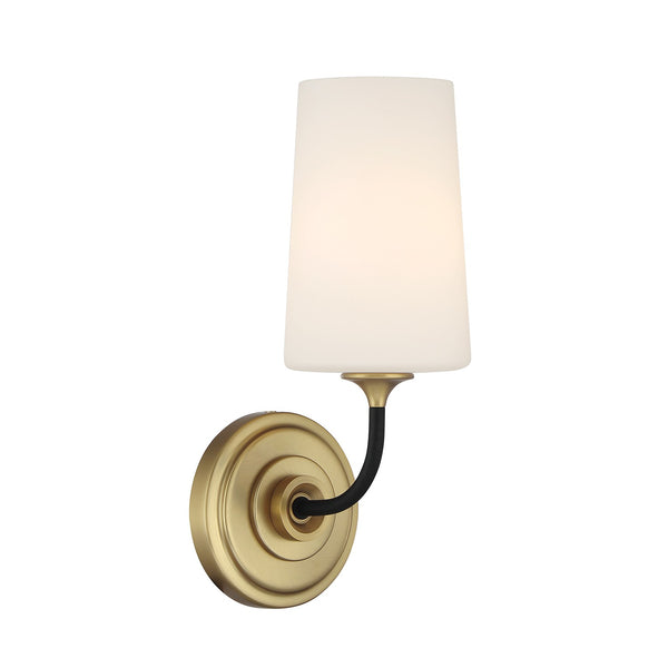 Keaton 4.75" One Light Wall Sconce, Black Forged + Modern Gold