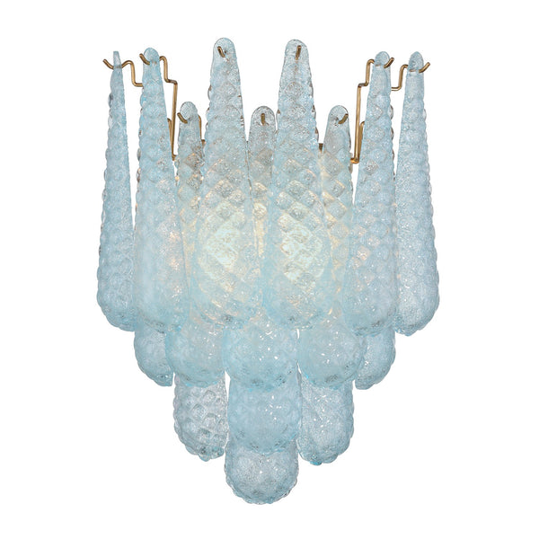 Greta 14" Two Light Wall Sconce, Aged Brass and Blue