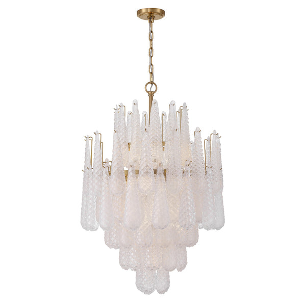 Greta 26.25" 16 Light Chandelier, Aged Brass and Clear