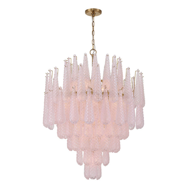 Greta 33.25" 21 Light Chandelier, Aged Brass and Blush