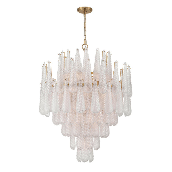 Greta 33.25" 21 Light Chandelier, Aged Brass and Clear