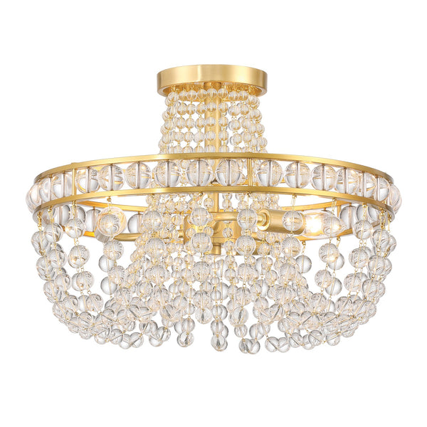 Cambridge 16.5" Three Light Semi Flush Mount, Aged Brass