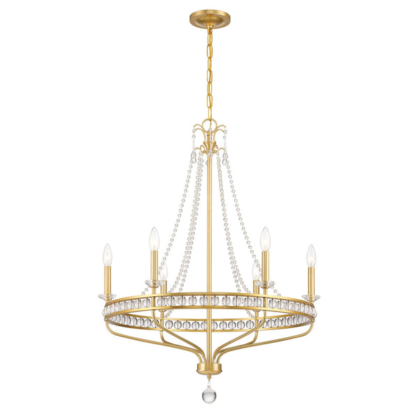 Cambridge 28" Six Light Chandelier, Aged Brass