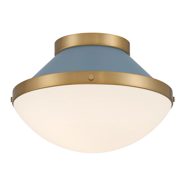 Arlo 12.25" One Light Flush Mount, Vibrant Gold with Blue