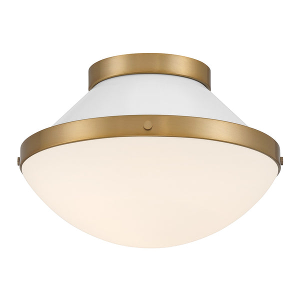 Arlo 12.25" One Light Flush Mount, Vibrant Gold with White