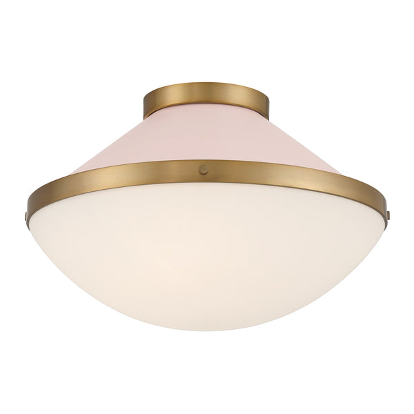 Arlo 16.25" Two Light Flush Mount, Vibrant Gold with Blush