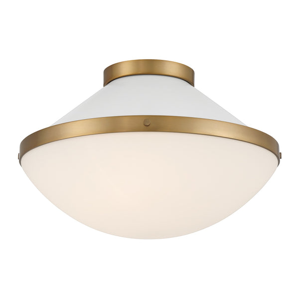 Arlo 16.25" Two Light Flush Mount, Vibrant Gold with White