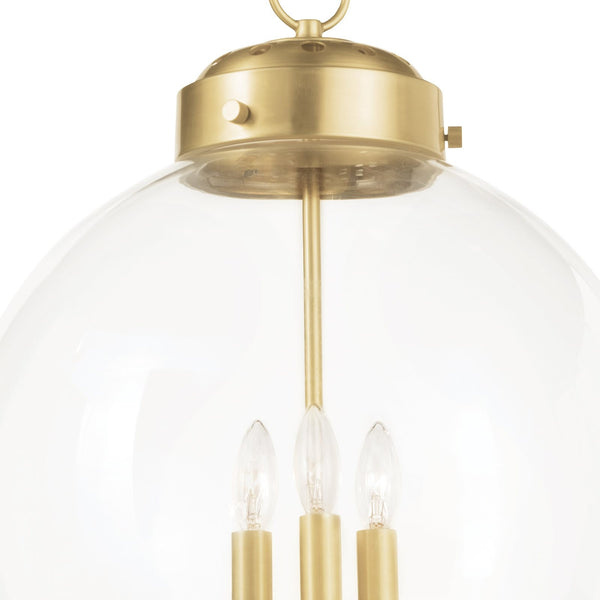 Globe 15" Three Lights Pendant, Natural Brass
