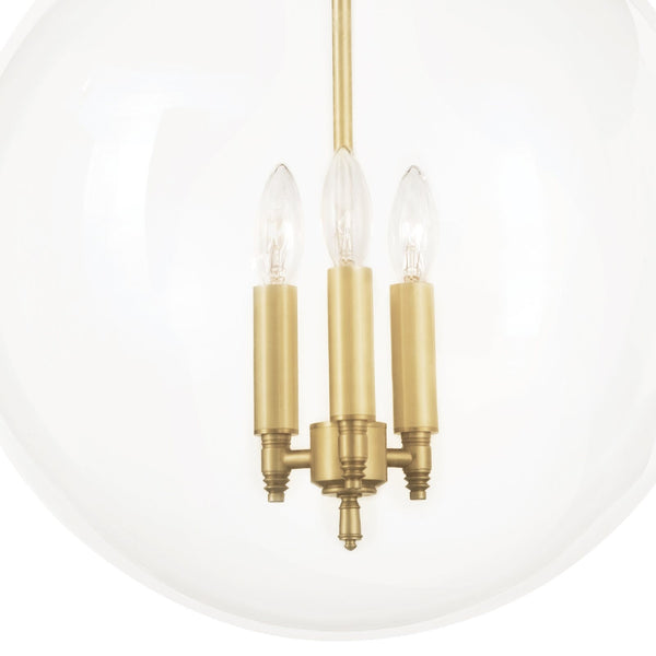 Globe 15" Three Lights Pendant, Natural Brass