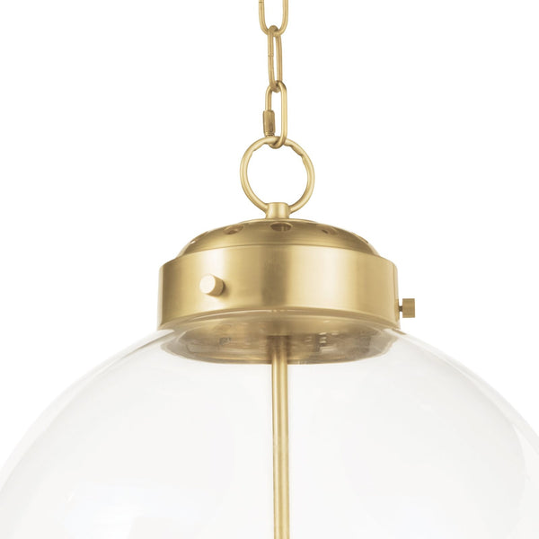 Globe 15" Three Lights Pendant, Natural Brass