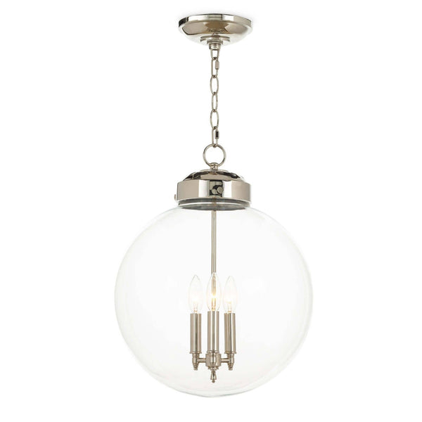 Globe 15" Three Lights Pendant, Polished Nickel