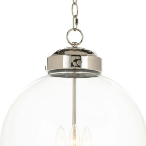 Globe 15" Three Lights Pendant, Polished Nickel