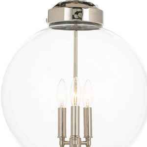 Globe 15" Three Lights Pendant, Polished Nickel