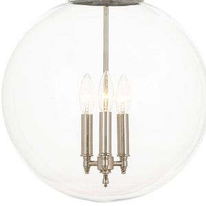 Globe 15" Three Lights Pendant, Polished Nickel