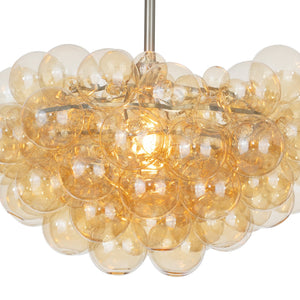 Bubbles 27" One Light Chandelier, Brushed Nickel / Amber Glass