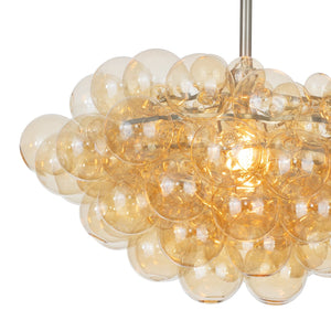 Bubbles 27" One Light Chandelier, Brushed Nickel / Amber Glass