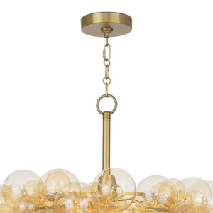 Bubbles 27" One Light Chandelier, Natural Brass / Amber Glass